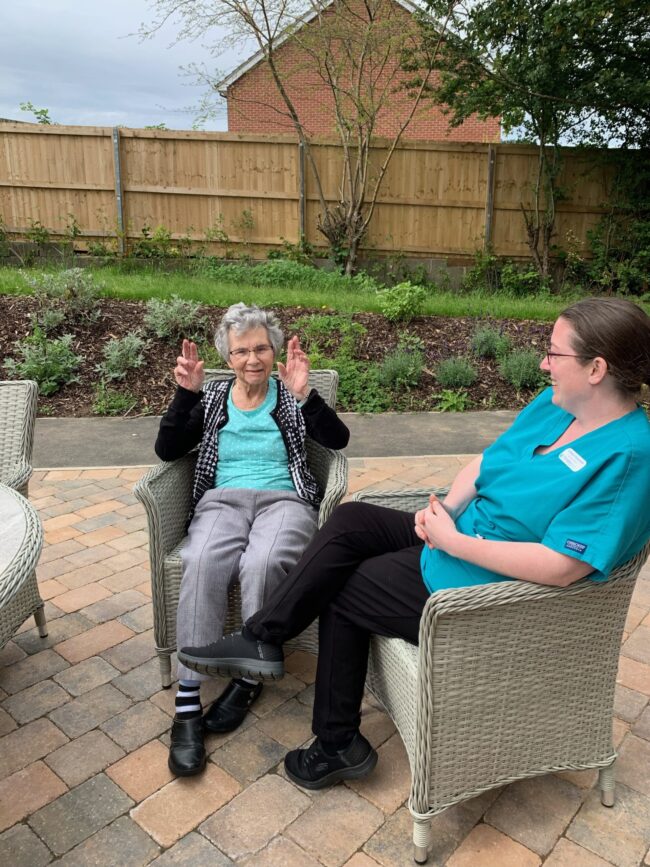 Sleaford Hall residents enjoy new garden furniture addition