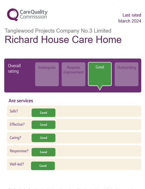 Richard House Care Home Rated Good by CQC